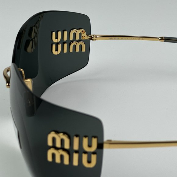 Miu Miu MU54YS 5AK5S0 BRAND NEW Sunglasses Gold Grey Wraparound Rimless Women main image 12